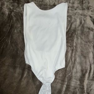 White open back side boob bodysuit